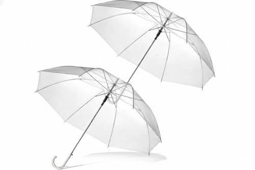 Muntel Transparenter Regenschirm 94 cm, Durchsichtiger, Ideal für Hochzeiten, Events & Fotoshootings,Klarsichtschirm mit neutralem Design, Für besondere Anlässe (2)