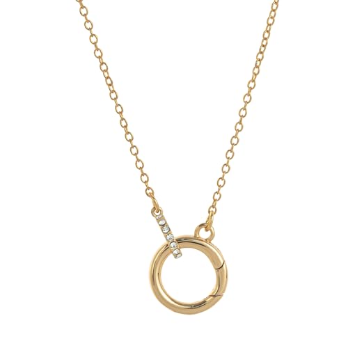 12 Birthstone Interlocking Circle Pendant Necklaces for Women, Trendy Non Tarnish Dainty Gold Plated Simple Ring Charm Holder Necklace Jewelry Birthday Gifts