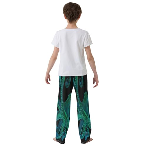 ALAZA Blue Watercolor Kraken Pajama Pants Long Sleep Pant Pajama Bottoms Elastic Waist with Pockets3