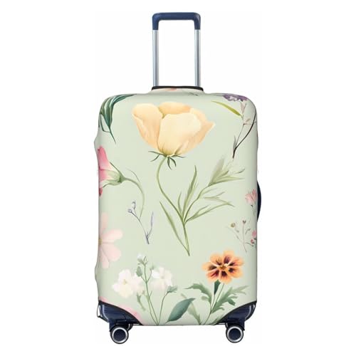 Flowers And Plants Elastic Travel Luggage Cover, Washable Spandex Suitcase Protector, Anti-Scratch Fits 18-32 Inch