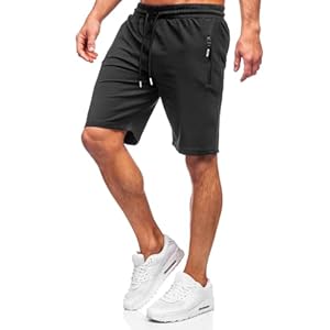 BUXKR Mens Gym Workout Shorts Shorts for Bodybuilding,Running or Athletic Activities with Zipper Pockets