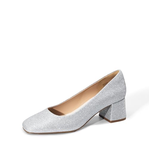 DREAM PAIRS Women's Low Chunky Heels Square Toe Pumps Comfortable Slip On Dress Shoes Wedding Party Office Shoes