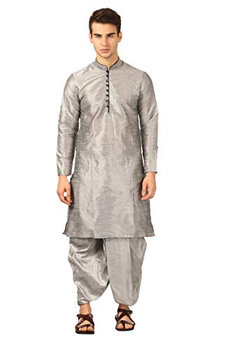 Image of Royal Kurta Men's Cotton Silk Dhoti Kurta (White)