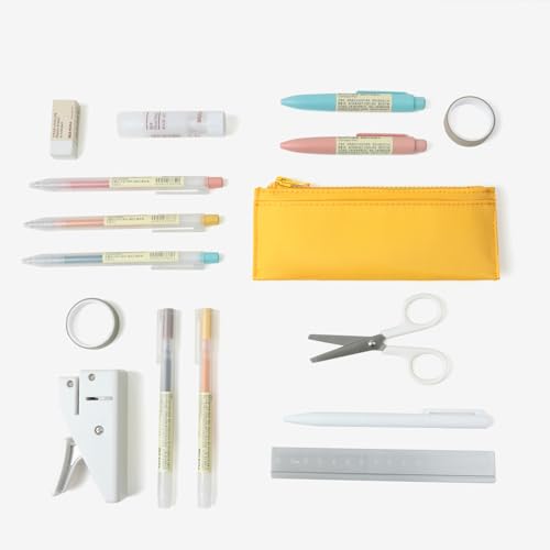 Image of Pencil Pouch for Teens School Office Supplies Pencil Case Cosmetic Bag Zipper (Yellow)