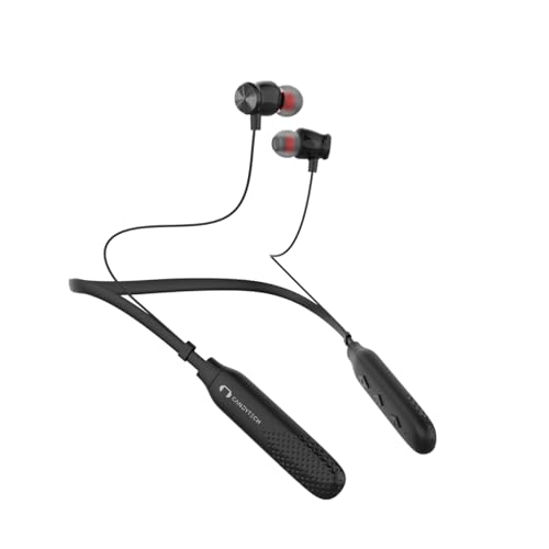 Image of Candytech Echo Bluetooth Neckband, Upto 50 hrs Playback, Low Latency, (10 Mins Charge=20 Hrs Music), IPX 5, Dual Pairing, BT v5.3, Wireless Earphones with Mic (Black)