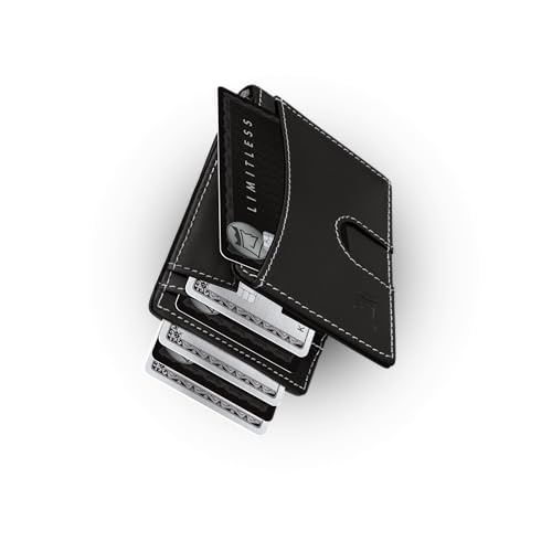 Image of Kings Loot Money Clip Slim Minimalist Wallet for Men - RFID Blocking Leather Design with Money Clip - Front Pocket Bifold Holds 12 Cards - Stylish & Compact Wallets (Onyx Black)