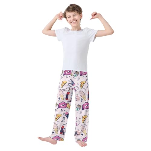 ZZKKO Wine Fashion Pink Boys Pants for Kids Jogger Pants with Pockets S-XL2