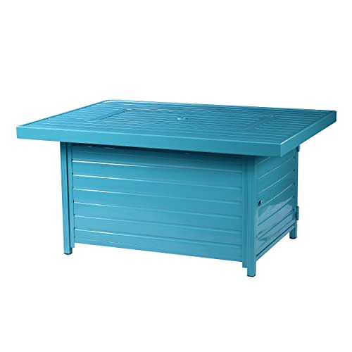Image of Oakland Living Berlin-FPT-Blue Rectangular 48 in. x 36 in. Aluminum Propane Pit, Glass Beads, Two Covers, Lid, 57,000 BTUs Finish Fire Table
