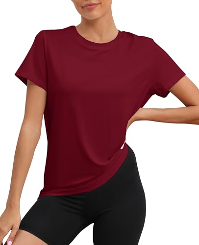 Image of KevaMolly Workout Tops for Women UPF50+ Breathable Loose Fit Yoga T Shirts Short Sleeve Running Gym Athletic Tee Top