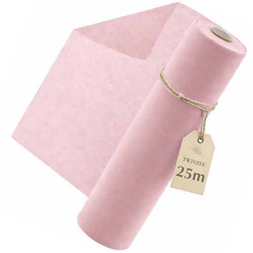 Twinzee - Vlies Tischläufer Rosa, Hell 30 cm x 25 m - Tischband fur Tischdeko Geburtstag, Hochzeit, Taufe, Outdoor - Decoratives Tischläufer Modern Rolle