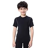 LANDUNSI Youth Boys Compression Shirt Athletic Short Sleeve Baseball Undershirt Soccer Sports Base L