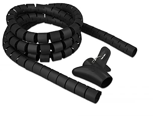 Tuyau en spirale de rangement câble noir Delock 30 mm de diamètre avec guide