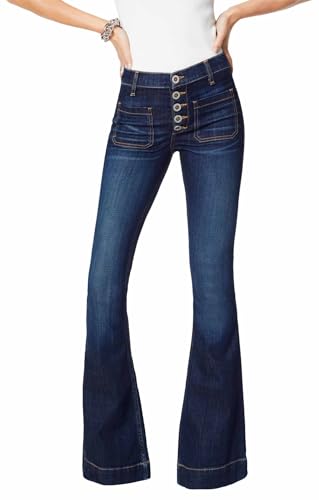 Ramy Brook Women's Cindy Exposed Button High Rise Flare Jean