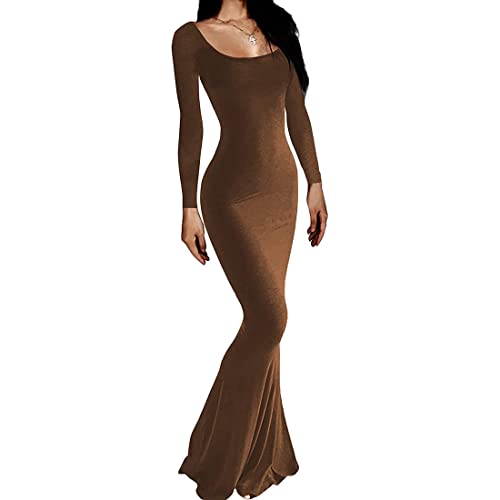 Image of Womens Spaghetti Strap Bodycon Backless Maxi Dress