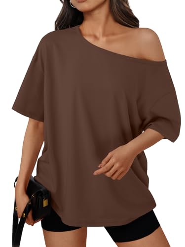 Image of Trendy Queen Womens Off the Shoulder Tops Oversized Summer Spring T-Shirts 2026