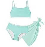 Arshiner Ninas Conjunto Bikini Tres Piezas Top Deportivo Cintura Alta Braga Falda Playa Piscina Secado Rapido Elastico Infantil 11 12 Anos