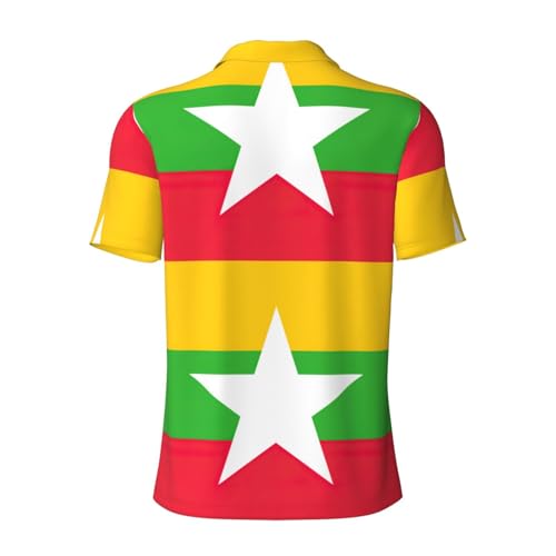 Polo de golf homme avec imprimé drapeau du Myanmar unique