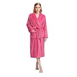 Eonkasp Plush Soft Robes for Women, Premium Fleece Womens Robe Cozy Warm Bathrobe, Rose Red, S-M
