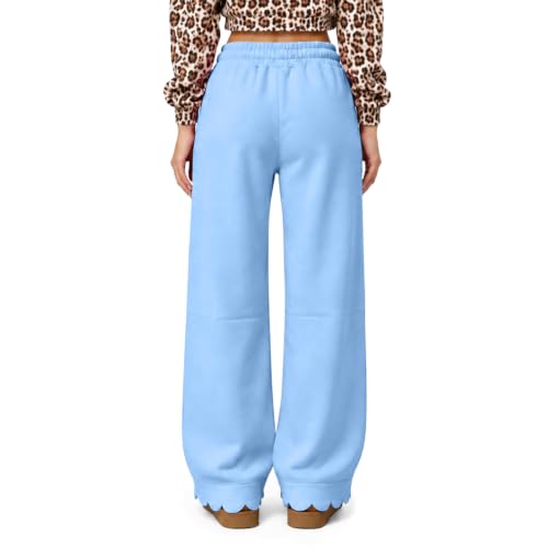 Wide Leg Sweatpants Women Scalloped Baggy Lounge Sweatpants Sweat Pants - image 8