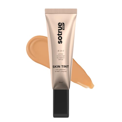 Image of SOTRUE Skin Tint with SPF30| 4-in-1 Primer, Moisturizer, Foundation & Sunscreen | Light to Medium Coverage, Dewy Glow Finish | Hydrating Formula with Collagen Peptide, NMF Complex & Vitamin E | 35ml - Walnut
