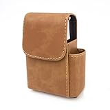 Boshiho PU Leather Cigarette Case with Lighter Holder Tobacco Pouch Best Gift for Men Women (Brown)
