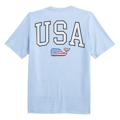 vineyard vines Boys' USA Flag Whale Short-Sleeve Harbor Performance Tee