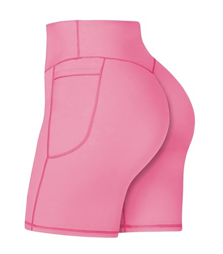 Image of Sunzel No Front Seam Biker Shorts for Women with Pockets, Yoga Workout Gym Bike Shorts with Tummy Control