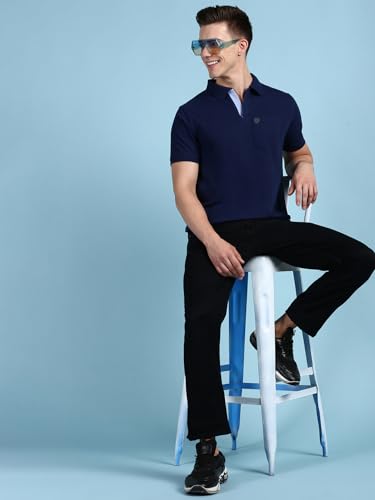 Image of Lux Cozi Men's Half Sleeve Soild Casual Regular Fit T-Shirt with Chest Pocket | Polo Tshirt for Men
