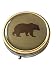 Brown Bear Silver Pill Box – Round 3-Compartment Metal Pill Organizer, Compact 2-Inch Travel Pill Case for Pocket or Purse