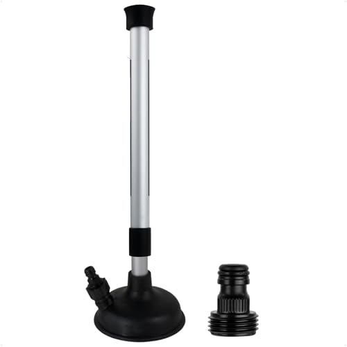 Five Oceans Inboard Motor Muff Universal Inboard Motor Flusher Fake a Lake - Black PVC Marine Grade Round Cup Muff Telescoping Shaft from 18 to 30 Garden Hose Connector & Quick Connect - FO4602