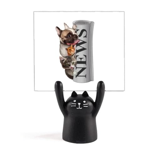 Roll Newspaper Pet Group Art Deco Fashion Memo Holder Cartoon Black Cat Stand Decoration