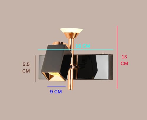 Image of swanart Modern Black and Rose Gold Wall Sconce - Dual Light LED Wall Fixture with Adjustable Angles, Ideal for Living Room, Bedroom, and Office Decor