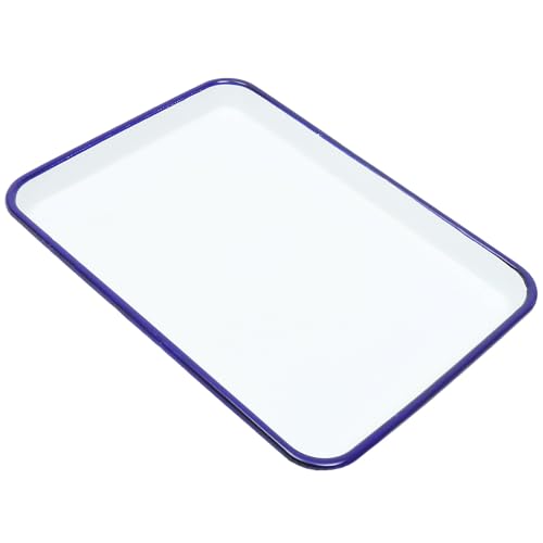 MALUGOGO Bandeja para Horno Esmaltada Cuadrada 27x19 Cm Color Marfil, Molde Multifuncional Resistente al Calor para Tartas y Pizzas, Sartén de Esmalte Fácil de Limpiar, Utensilio Cocina