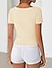 ZESICA Womens Summer Asymmetrical T Shirts Ruched Fitted Short Sleeve Y2K Going Out Tops 2026 Spring Fashion Vacation Outfits, Apricot, M