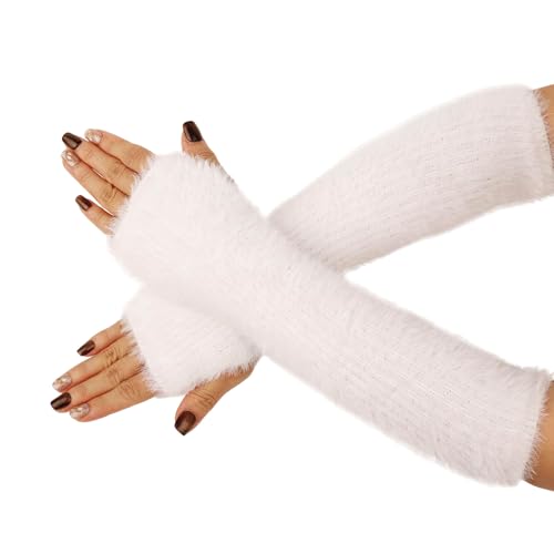 Cosmeria Fingerless Gloves Damen, Klassische Gothic Armstulpen, Warme Und Weiche Lange Handschuhe Für Herbst Und Winter, Frei Größe, Perfekt Für Goth Outfits