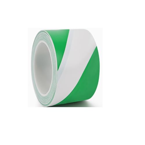 MACHSWON Green White Safety Warning Tapes 50mmx45.7m Hazard Warning Tape Delimit Tape High Visibility Safety Marker Flexible Adhesive Barrier Ribbon Strong Reflective Sticker Film For Indoor & Outdoor