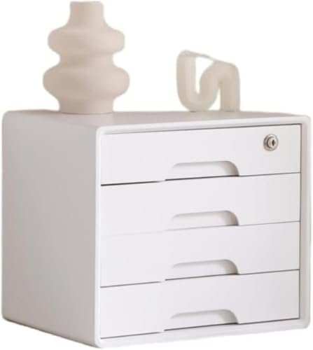 Citybabyファイルキャビネット 木製 レターボックス 引き出し デスクトップラック デスクトップ収納ボックス 小物収納 大容量 鍵付き 食料品 A4トレイ 新聞 雑誌 フォルダー 事務用品 多機能 オフィス 寝室 リビングルーム 収納 (ホワイト,3