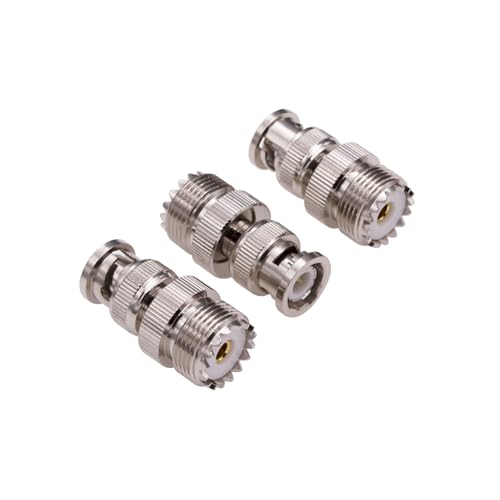 3 adaptadores BNC macho a UHF hembra SO239 coaxial miniatura 1