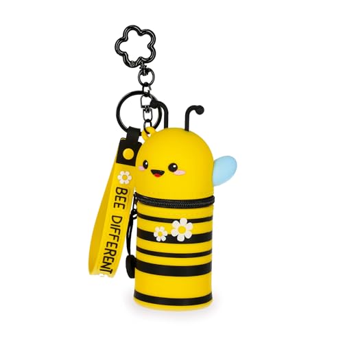 Legami - Mini-Geldbörse mit Schlüsselanhänger Kawaii, Bee, mit Spirale, Karabinerhaken und Handschlaufe, aus Silikon, 5 x 12 x 5 cm 3