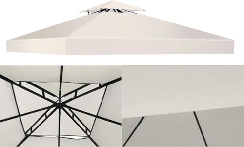 GIANTEX 3 x 3 m Techo de Repuesto para Carpa de Jardín, Cubierta de Repuesto para Cenador de Exterior, Tejido de Poliéster, Impermeable, Protección Solar (2 Niveles, Beige) - imagen 5