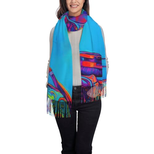 Colorful Drum Tower Head Scarf shawl, tassel scarf, tassel shawl, tassel scarf