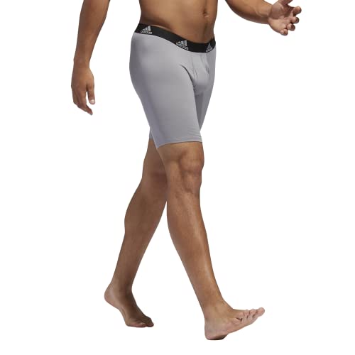 Adidas Men's Stretch Cotton Long Boxer Brief Underwear (3-Pack) -Older Model, Onix/Black Black/Onix Grey/Black, Small #TOP3