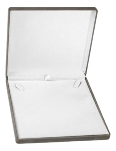 Estojo para Colar em Veludo Premium, 16x16 cm, Interior Macio, Cinza