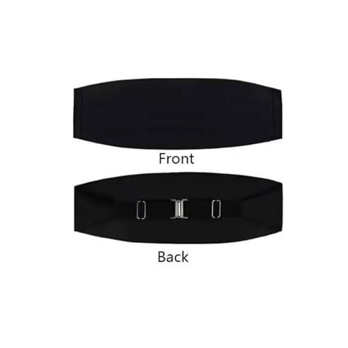 Winture Men's Formal Satin Adjustable Cummerbund Black Men Cummerbunds for Tuxedo Wedding Prom Special Occassions (Black-1 PCS)