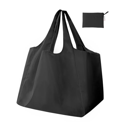 [BIGHAS] エコバッグ 買い物袋 買い物バッグ 折畳たたみ コンビニ レジカゴ マチ広 手提げ 肩掛け 軽量 深長 コンパクト 黒 丈夫 メンズ レディース (S, ブラック)の商品画像（Amazon）