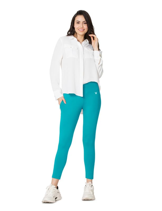 Image of VSTAR PL02 Women Ankle Length Stretchable Slim Fit Leggings with Secured Side Pocket | Moisture-Wicking | Soft Waistband & Cotton-Elastane Fabric