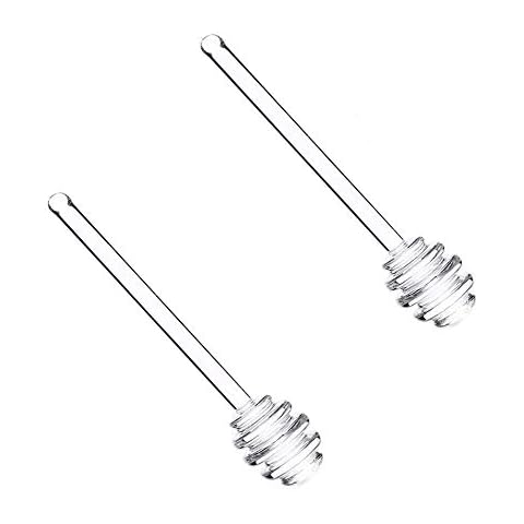 Glass Honey Dipper Sticks,Honey Dipper Spoons Stick Bee Honey Spoon Stirring Scooper For Durable Kitchen Honey Tools,2pcs Cover