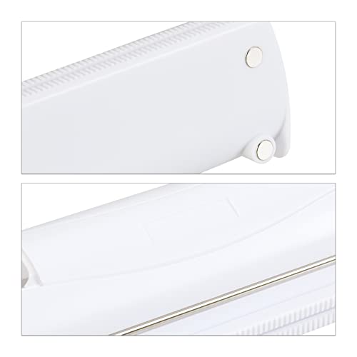 Foto von Relaxdays Folienschneider 2er Set, HBT 5x37x8 cm, Folienabroller magnetisch, Frischhalte- & Alufolie, Foliencutter, weiß