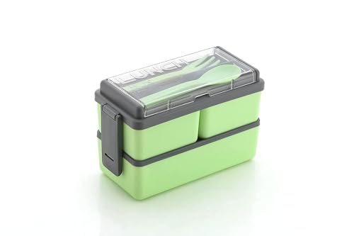 E-COSMOS Lunch Boxe 3 Compartment (Pack Of 1, Green&Grey, Plastic), 1400 Milliliter For Rs. 159 @ 36 %
