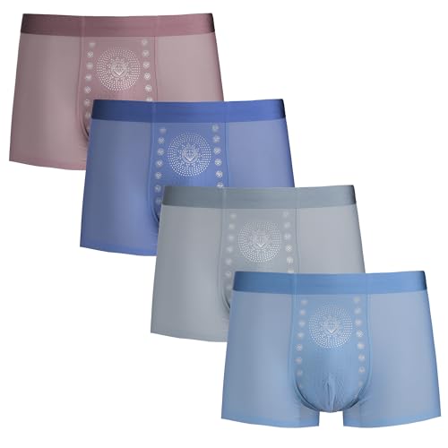 Men's Massage Underwear Comfortable and Soft Pant Breathable Stretch Moisture-Wicking Boxer Briefs Band 4 pack
